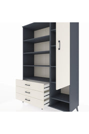 Hyperion Dolap 9 Raflı 3 Çekmeceli Tek Kapaklı  132x44x195 Antrasit-Aytaşı/Aytaşı