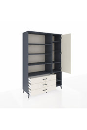 Hyperion Dolap 9 Raflı 3 Çekmeceli Tek Kapaklı  132x44x195 Antrasit-Aytaşı/Aytaşı