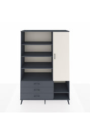 Hyperion Dolap 9 Raflı 3 Çekmeceli Tek Kapaklı  132x44x195 Antrasit-Aytaşı/Antrasit