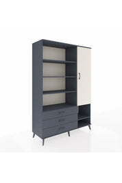 Hyperion Dolap 9 Raflı 3 Çekmeceli Tek Kapaklı  132x44x195 Antrasit-Aytaşı/Antrasit