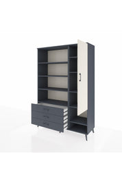 Hyperion Dolap 9 Raflı 3 Çekmeceli Tek Kapaklı  132x44x195 Antrasit-Aytaşı/Antrasit
