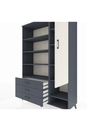 Hyperion Dolap 9 Raflı 3 Çekmeceli Tek Kapaklı  132x44x195 Antrasit-Aytaşı/Antrasit