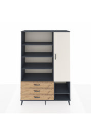 Hyperion Dolap 9 Raflı 3 Çekmeceli Tek Kapaklı  132x44x195 Antrasit-Aytaşı/Çam