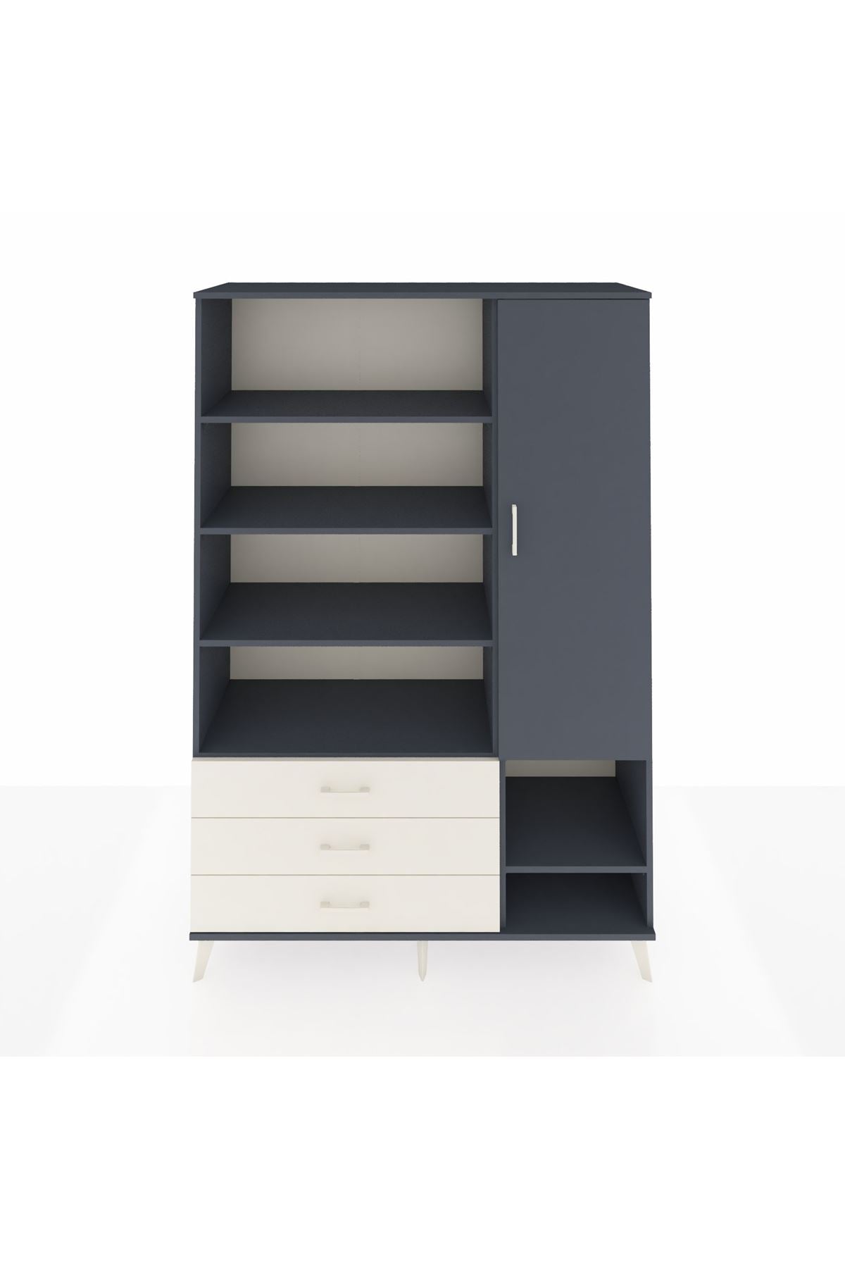 Hyperion Dolap 9 Raflı 3 Çekmeceli Tek Kapaklı  132x44x195 Antrasit-Antrasit/Aytaşı