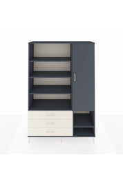 Hyperion Dolap 9 Raflı 3 Çekmeceli Tek Kapaklı  132x44x195 Antrasit-Antrasit/Aytaşı