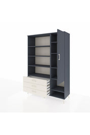 Hyperion Dolap 9 Raflı 3 Çekmeceli Tek Kapaklı  132x44x195 Antrasit-Antrasit/Aytaşı