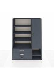 Hyperion Dolap 9 Raflı 3 Çekmeceli Tek Kapaklı  132x44x195 Antrasit-Antrasit/Antrasit