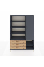 Hyperion Dolap 9 Raflı 3 Çekmeceli Tek Kapaklı  132x44x195 Antrasit-Antrasit/Çam