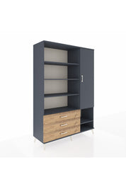 Hyperion Dolap 9 Raflı 3 Çekmeceli Tek Kapaklı  132x44x195 Antrasit-Antrasit/Çam