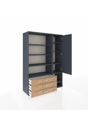 Hyperion Dolap 9 Raflı 3 Çekmeceli Tek Kapaklı  132x44x195 Antrasit-Antrasit/Çam