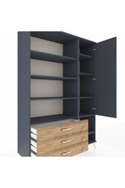Hyperion Dolap 9 Raflı 3 Çekmeceli Tek Kapaklı  132x44x195 Antrasit-Antrasit/Çam