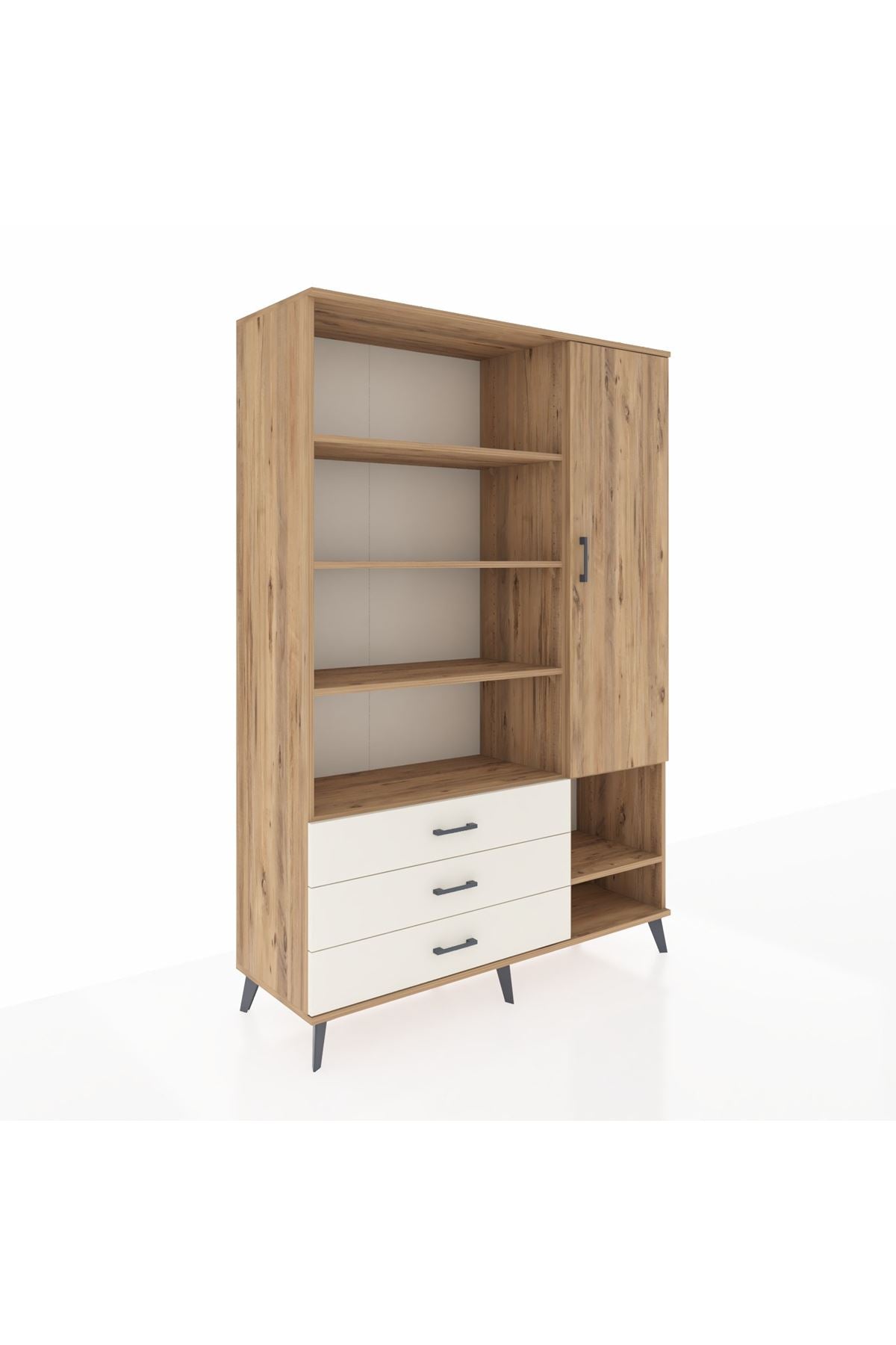 Hyperion Dolap 9 Raflı 3 Çekmeceli Tek Kapaklı  132x44x195 Çam-Çam/Aytaşı