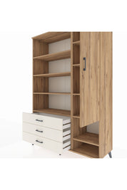 Hyperion Dolap 9 Raflı 3 Çekmeceli Tek Kapaklı  132x44x195 Çam-Çam/Aytaşı
