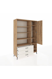 Hyperion Dolap 9 Raflı 3 Çekmeceli Tek Kapaklı  132x44x195 Çam-Çam/Aytaşı