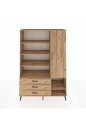 Hyperion Dolap 9 Raflı 3 Çekmeceli Tek Kapaklı  132x44x195 Çam-Çam/Çam