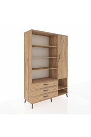 Hyperion Dolap 9 Raflı 3 Çekmeceli Tek Kapaklı  132x44x195 Çam-Çam/Çam