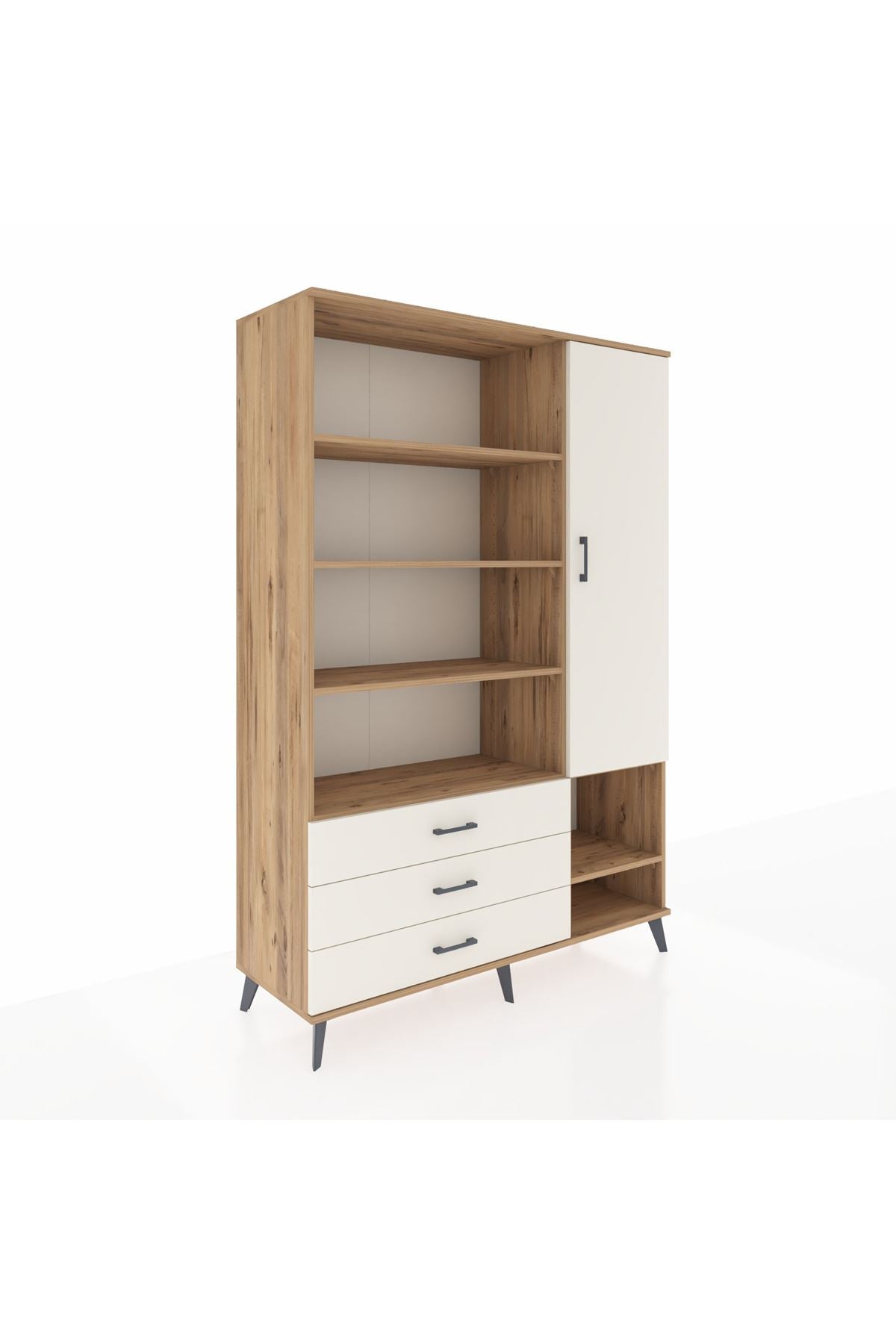 Hyperion Dolap 9 Raflı 3 Çekmeceli Tek Kapaklı  132x44x195 Çam-Aytaşı/Aytaşı