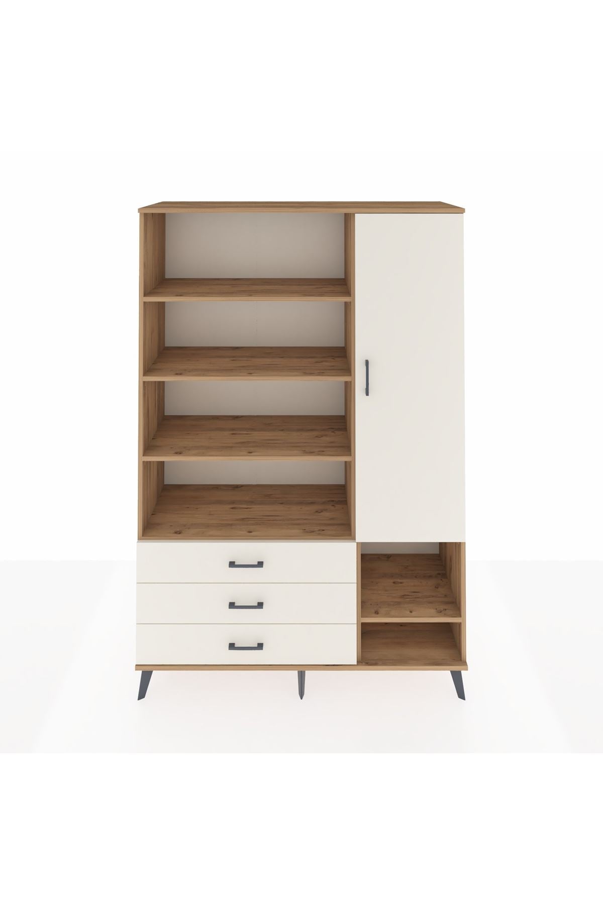 Hyperion Dolap 9 Raflı 3 Çekmeceli Tek Kapaklı  132x44x195 Çam-Aytaşı/Aytaşı