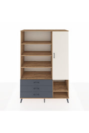 Hyperion Dolap 9 Raflı 3 Çekmeceli Tek Kapaklı  132x44x195 Çam-Aytaşı/Antrasit