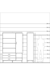 Hyperion Dolap 9 Raflı 3 Çekmeceli Tek Kapaklı  132x44x195 Çam-Aytaşı/Çam