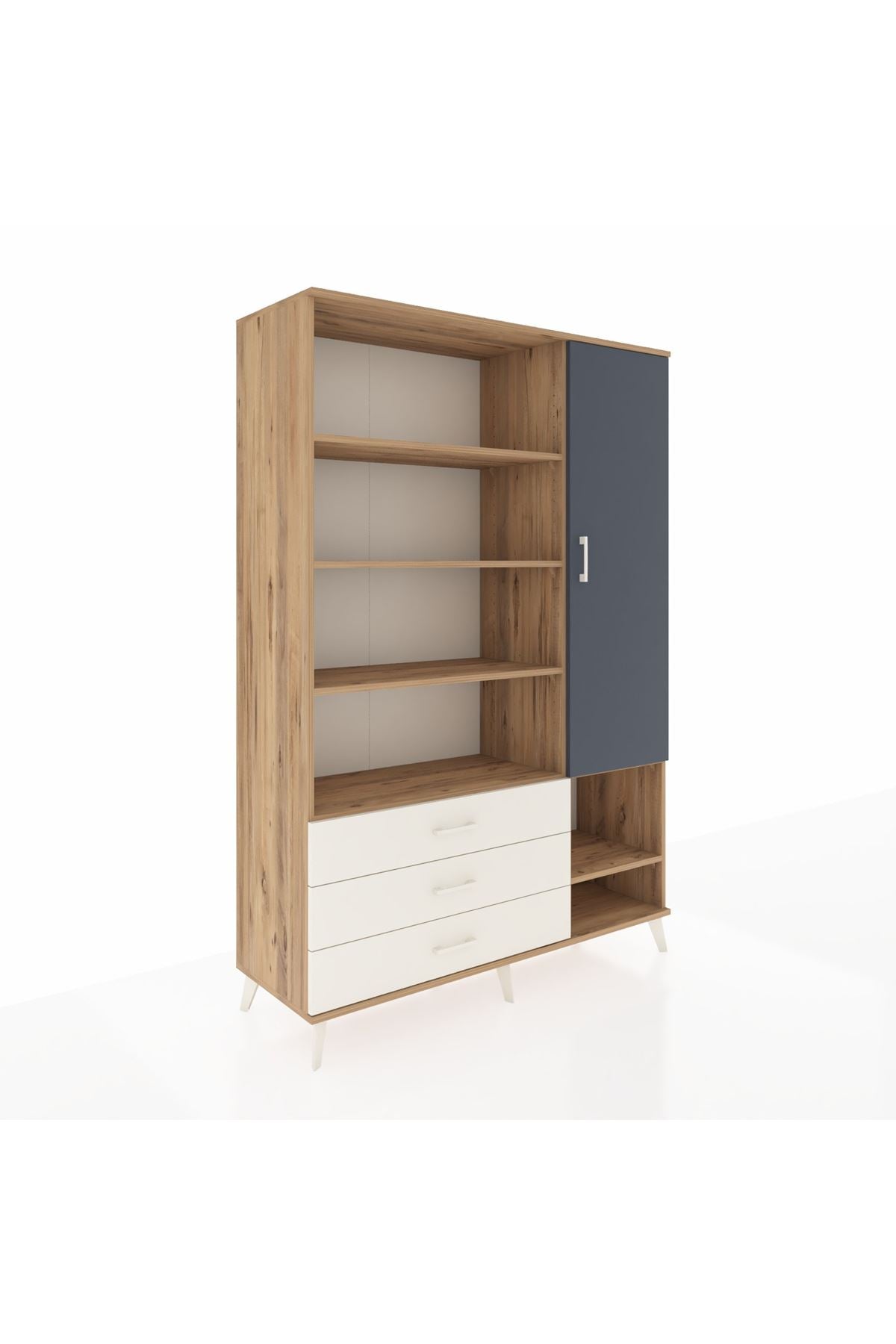 Hyperion Dolap 9 Raflı 3 Çekmeceli Tek Kapaklı  132x44x195 Çam-Antrasit/Aytaşı