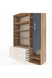 Hyperion Dolap 9 Raflı 3 Çekmeceli Tek Kapaklı  132x44x195 Çam-Antrasit/Aytaşı