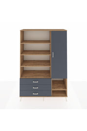 Hyperion Dolap 9 Raflı 3 Çekmeceli Tek Kapaklı  132x44x195 Çam-Antrasit/Antrasit