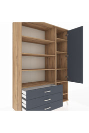 Hyperion Dolap 9 Raflı 3 Çekmeceli Tek Kapaklı  132x44x195 Çam-Antrasit/Antrasit