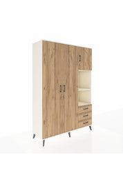 Hyperion Dolap 5 Raflı 3 Çekmeceli Tek Askılı 132x44x195 Aytaşı-Çam/Çam