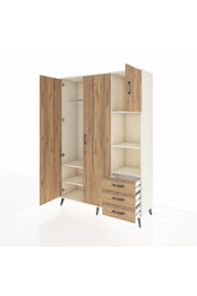 Hyperion Dolap 5 Raflı 3 Çekmeceli Tek Askılı 132x44x195 Aytaşı-Çam/Çam