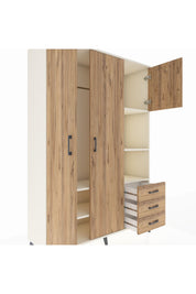 Hyperion Dolap 5 Raflı 3 Çekmeceli Tek Askılı 132x44x195 Aytaşı-Çam/Çam