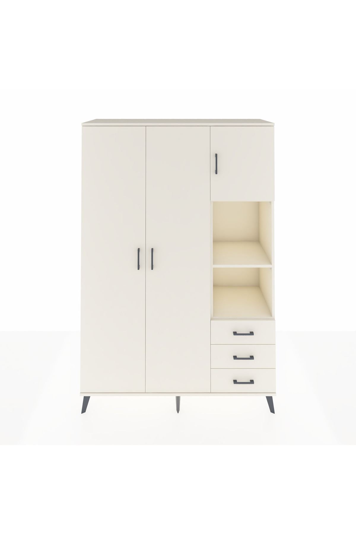 Hyperion Dolap 5 Raflı 3 Çekmeceli Tek Askılı 132x44x195 Aytaşı-Aytaşı/Aytaşı