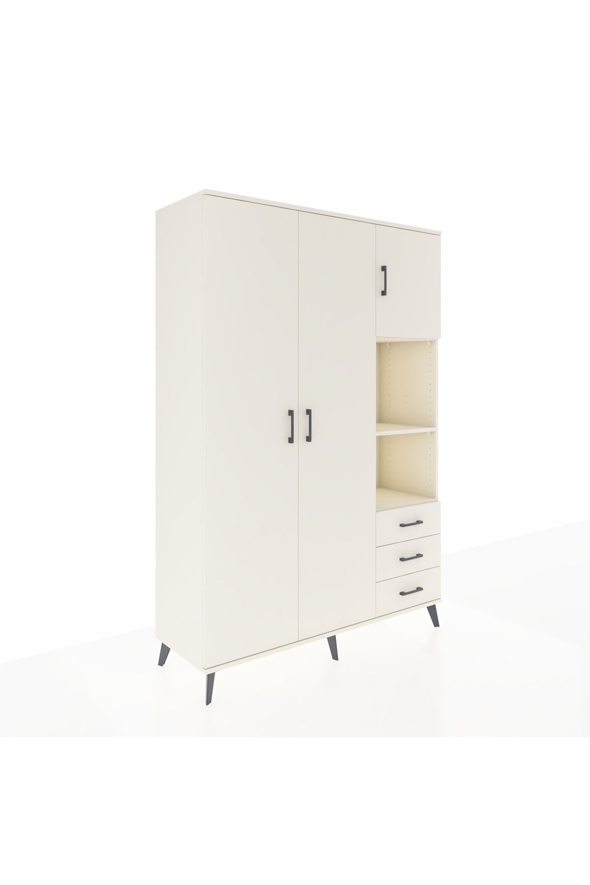 Hyperion Dolap 5 Raflı 3 Çekmeceli Tek Askılı 132x44x195 Aytaşı-Aytaşı/Aytaşı