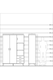 Hyperion Dolap 5 Raflı 3 Çekmeceli Tek Askılı 132x44x195 Aytaşı-Aytaşı/Aytaşı