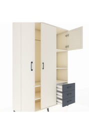 Hyperion Dolap 5 Raflı 3 Çekmeceli Tek Askılı 132x44x195 Aytaşı-Aytaşı/Antrasit