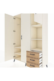 Hyperion Dolap 5 Raflı 3 Çekmeceli Tek Askılı 132x44x195 Aytaşı-Aytaşı/Çam