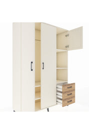 Hyperion Dolap 5 Raflı 3 Çekmeceli Tek Askılı 132x44x195 Aytaşı-Aytaşı/Çam