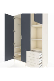 Hyperion Dolap 5 Raflı 3 Çekmeceli Tek Askılı 132x44x195 Aytaşı-Antrasit/Aytaşı