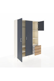 Hyperion Dolap 5 Raflı 3 Çekmeceli Tek Askılı 132x44x195 Aytaşı-Antrasit/Çam