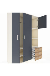 Hyperion Dolap 5 Raflı 3 Çekmeceli Tek Askılı 132x44x195 Aytaşı-Antrasit/Çam