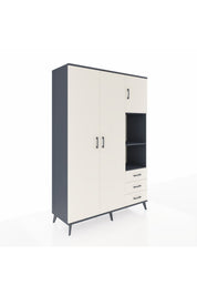 Hyperion Dolap 5 Raflı 3 Çekmeceli Tek Askılı 132x44x195 Antrasit-Aytaşı/Aytaşı