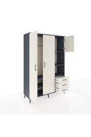 Hyperion Dolap 5 Raflı 3 Çekmeceli Tek Askılı 132x44x195 Antrasit-Aytaşı/Aytaşı