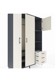 Hyperion Dolap 5 Raflı 3 Çekmeceli Tek Askılı 132x44x195 Antrasit-Aytaşı/Aytaşı