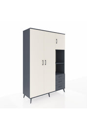 Hyperion Dolap 5 Raflı 3 Çekmeceli Tek Askılı 132x44x195 Antrasit-Aytaşı/Antrasit