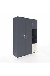 Hyperion Dolap 5 Raflı 3 Çekmeceli Tek Askılı 132x44x195 Antrasit-Antrasit/Aytaşı