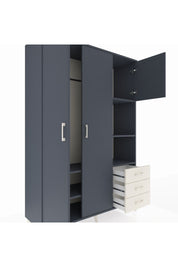 Hyperion Dolap 5 Raflı 3 Çekmeceli Tek Askılı 132x44x195 Antrasit-Antrasit/Aytaşı