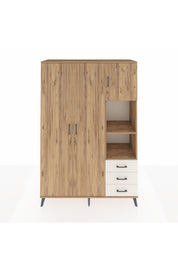 Hyperion Dolap 5 Raflı 3 Çekmeceli Tek Askılı 132x44x195 Çam-Çam/Aytaşı