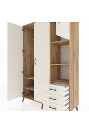 Hyperion Dolap 5 Raflı 3 Çekmeceli Tek Askılı 132x44x195 Çam-Aytaşı/Aytaşı