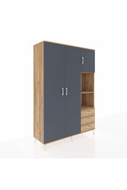 Hyperion Dolap 5 Raflı 3 Çekmeceli Tek Askılı 132x44x195 Çam-Antrasit/Çam