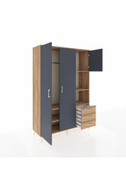 Hyperion Dolap 5 Raflı 3 Çekmeceli Tek Askılı 132x44x195 Çam-Antrasit/Çam